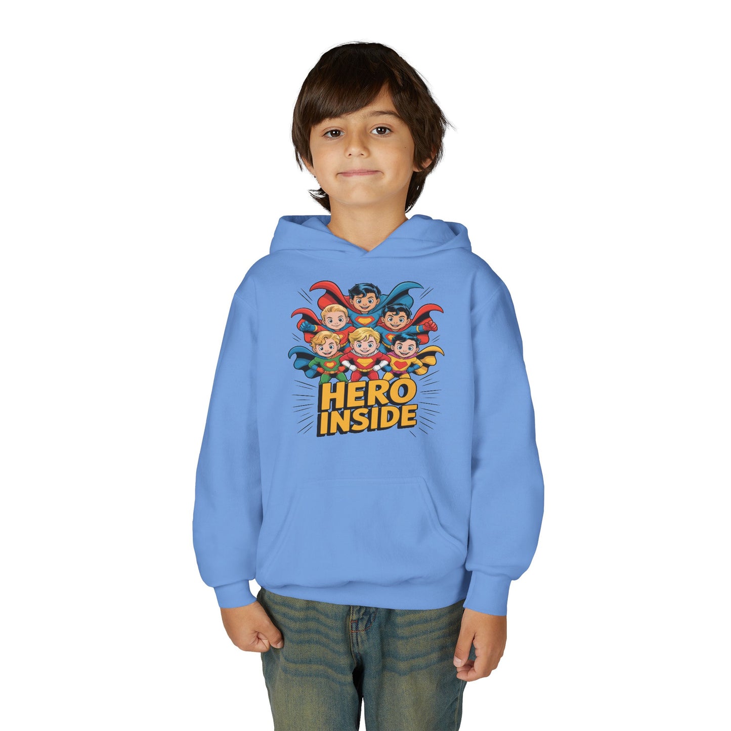 Youth Hoodie — "Hero Inside" Superhero Kids Pullover TEEZOCA