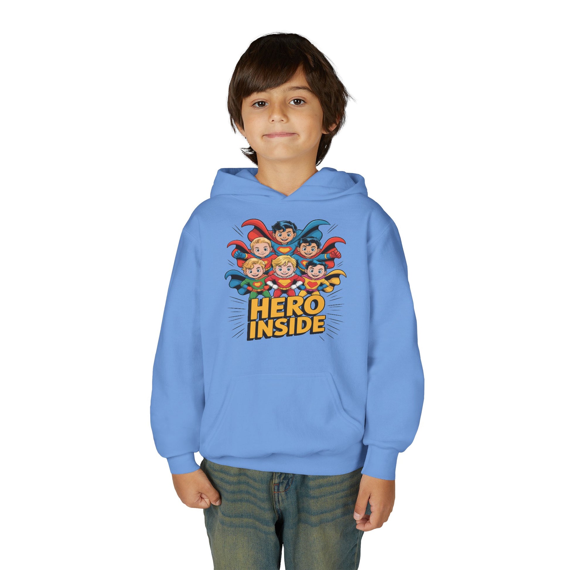 Youth Hoodie — "Hero Inside" Superhero Kids Pullover TEEZOCA