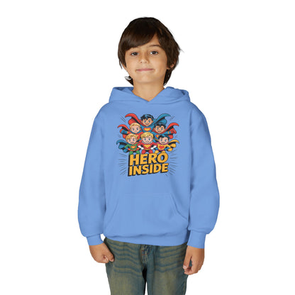 Youth Hoodie — "Hero Inside" Superhero Kids Pullover TEEZOCA