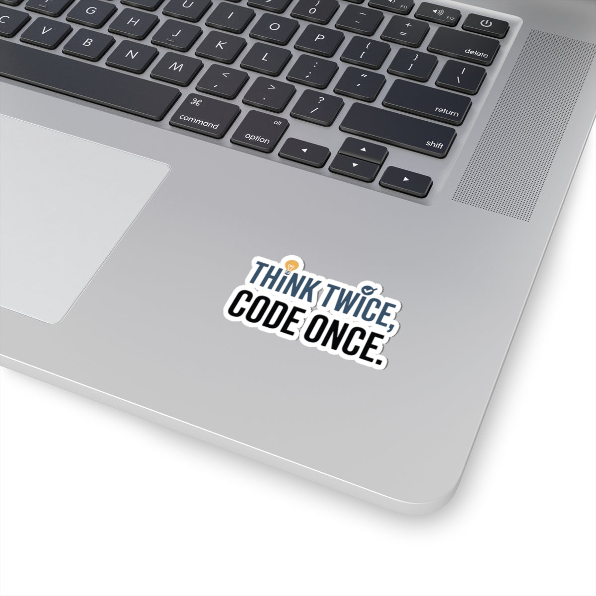 TEEZOCA developer sticker think twice code once minimalist design
