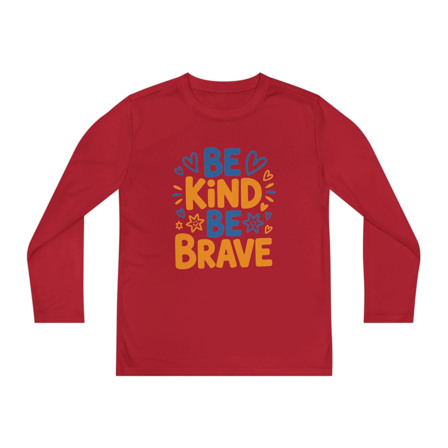 Be Kind Be Brave Youth Long Sleeve Tee — Positive Kids’ Motivational Shirt TEEZOCA
