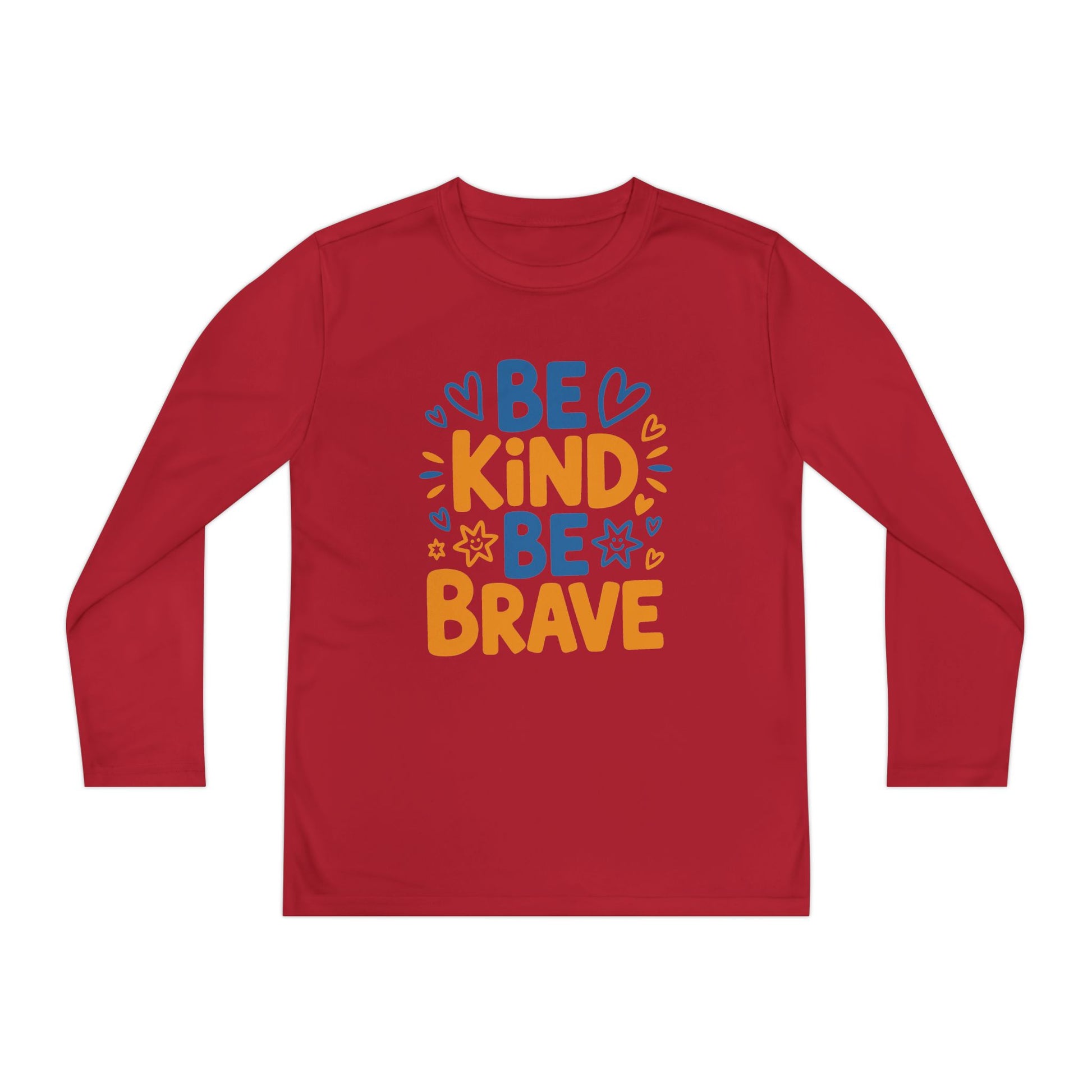 Be Kind Be Brave Youth Long Sleeve Tee — Positive Kids’ Motivational Shirt TEEZOCA