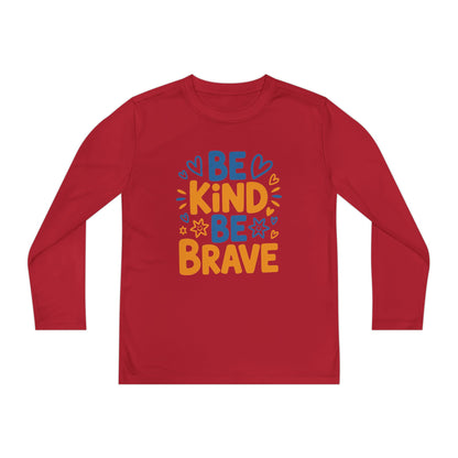Be Kind Be Brave Youth Long Sleeve Tee — Positive Kids’ Motivational Shirt TEEZOCA