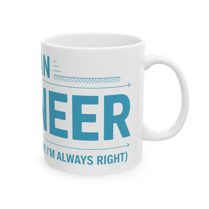 TEEZOCA statement mug with I’m an Engineer text and graphic lines