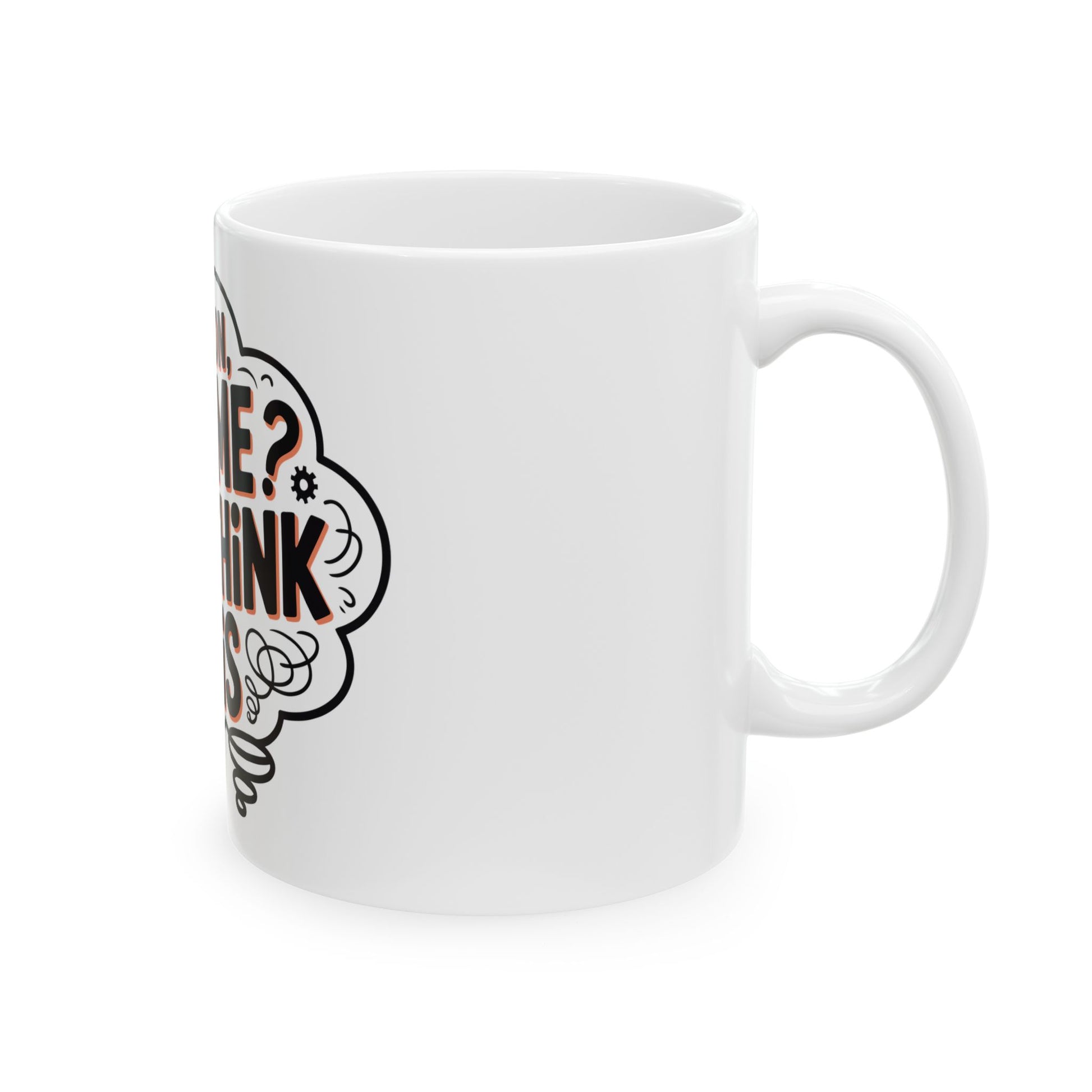 TEEZOCA funny coffee mug for overthinkers with bold typography