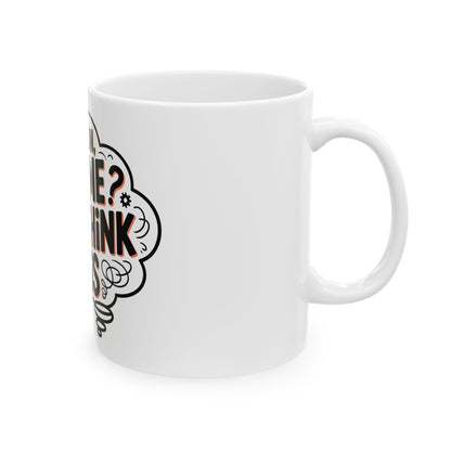 TEEZOCA funny coffee mug for overthinkers with bold typography
