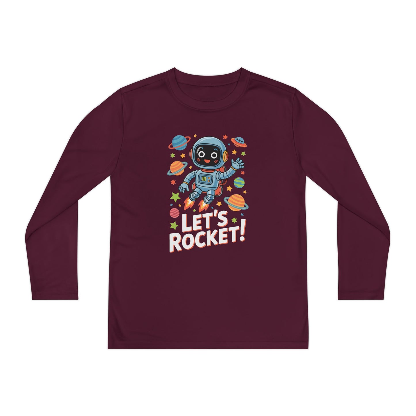 Kids Long Sleeve Tee - 'Let's Rocket!' Space Astronaut Graphic TEEZOCA