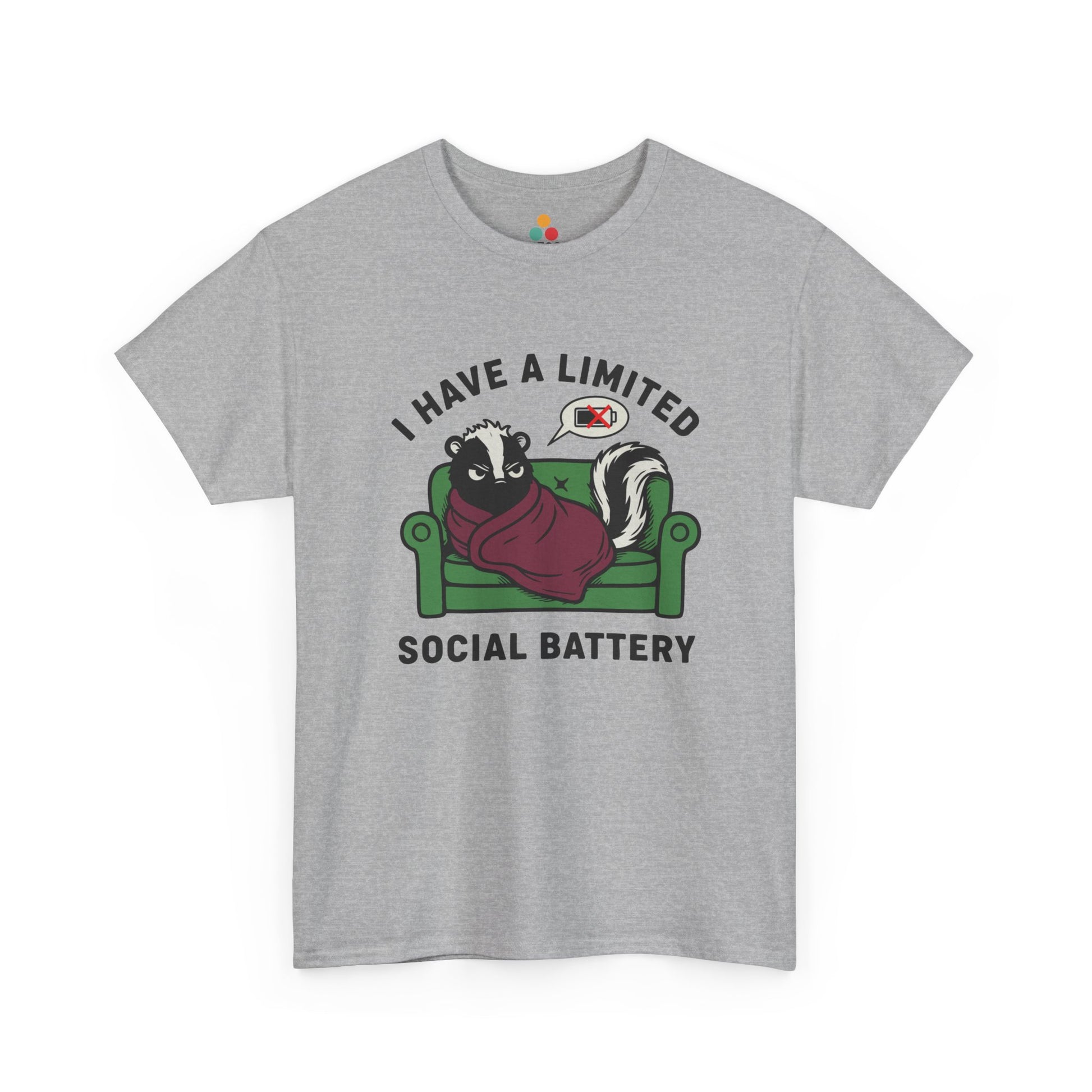 Skunk Social Battery Graphic T-Shirt - "I Have a Limited Social Battery" Funny Introvert Tee | TEEZOCA 