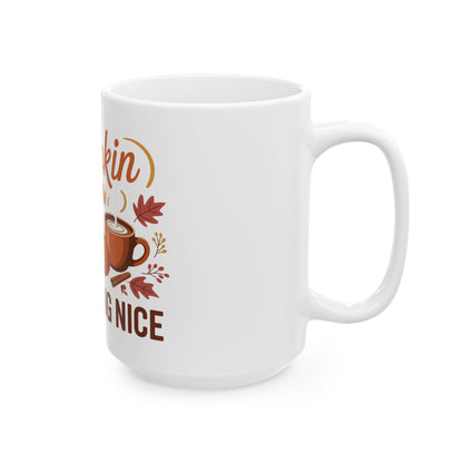 TEEZOCA mug design expressing Pumpkin Spice and Everything Nice autumn lifestyle