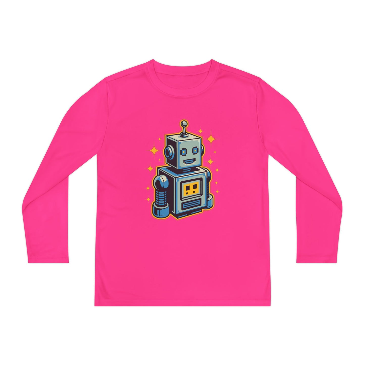 Kids Retro Robot Long Sleeve Tee — Cute Vintage Space Bot Graphic Shirt TEEZOCA