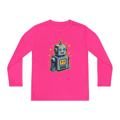 Kids Retro Robot Long Sleeve Tee — Cute Vintage Space Bot Graphic Shirt TEEZOCA