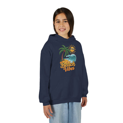 Youth Hoodie - 'Beach Vibes' Palm Tree Surf Graphic TEEZOCA