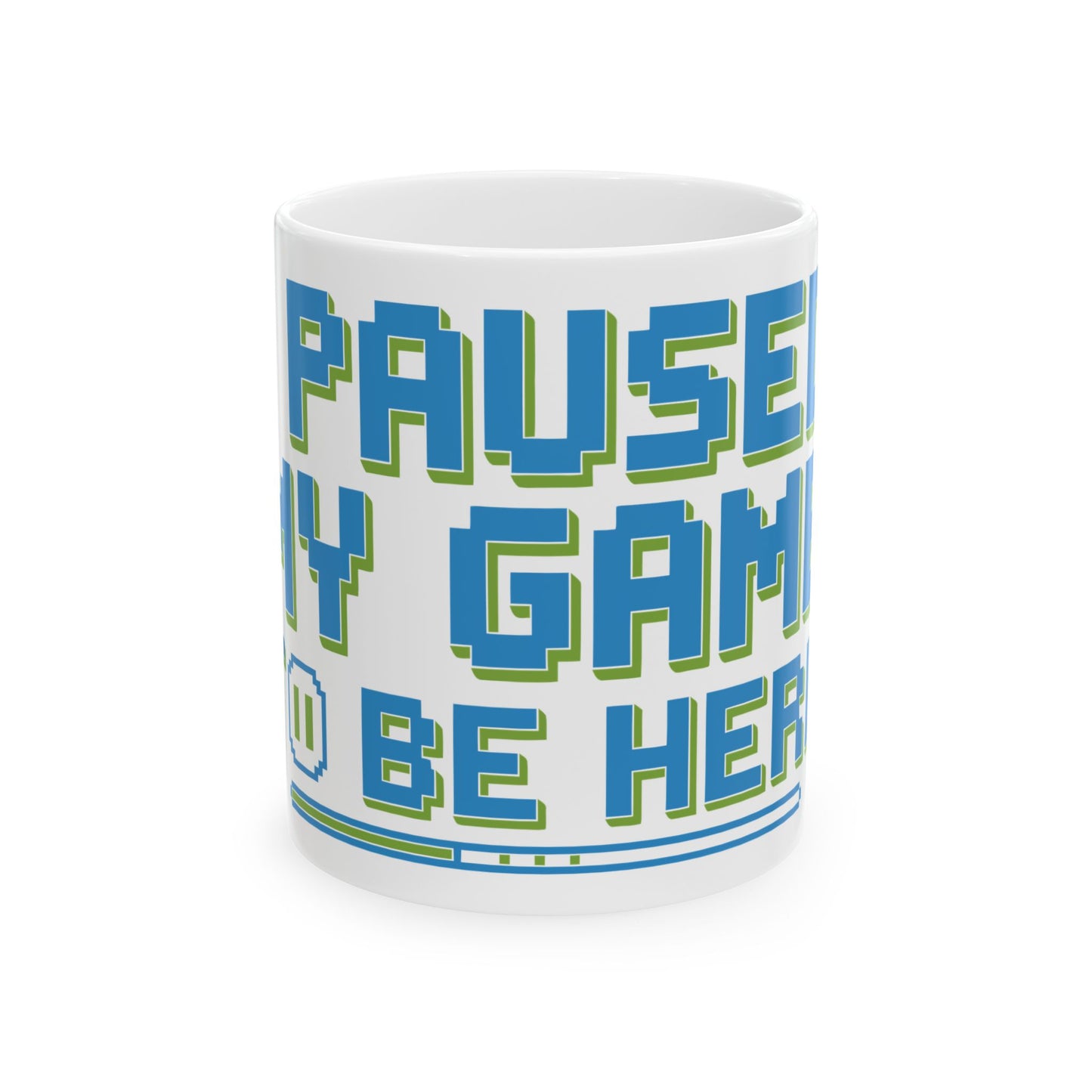 TEEZOCA ceramic mug featuring I Paused My Game to Be Here retro gamer design