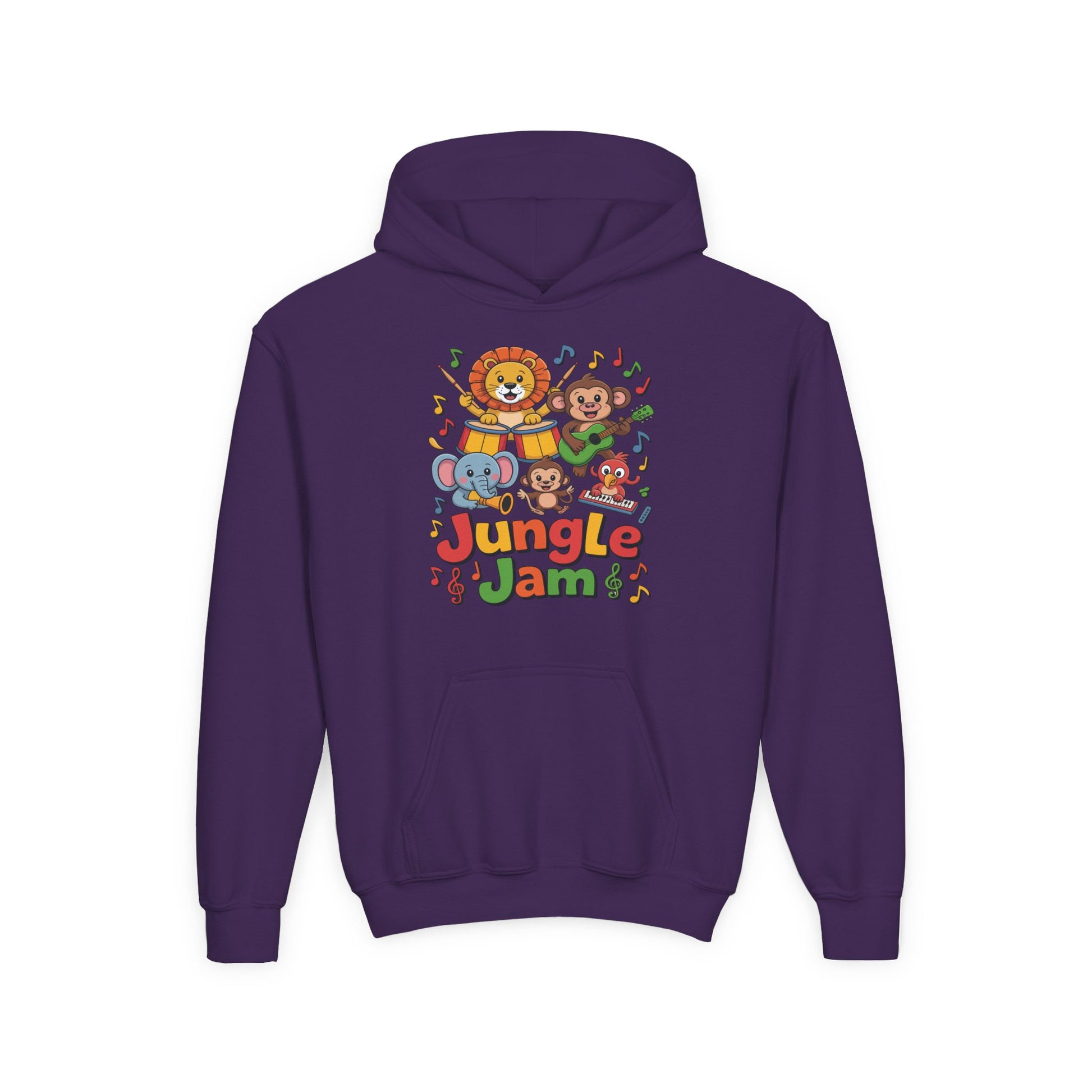 Youth Jungle Jam Hoodie — Cute Musical Animal Kids Sweatshirt TEEZOCA