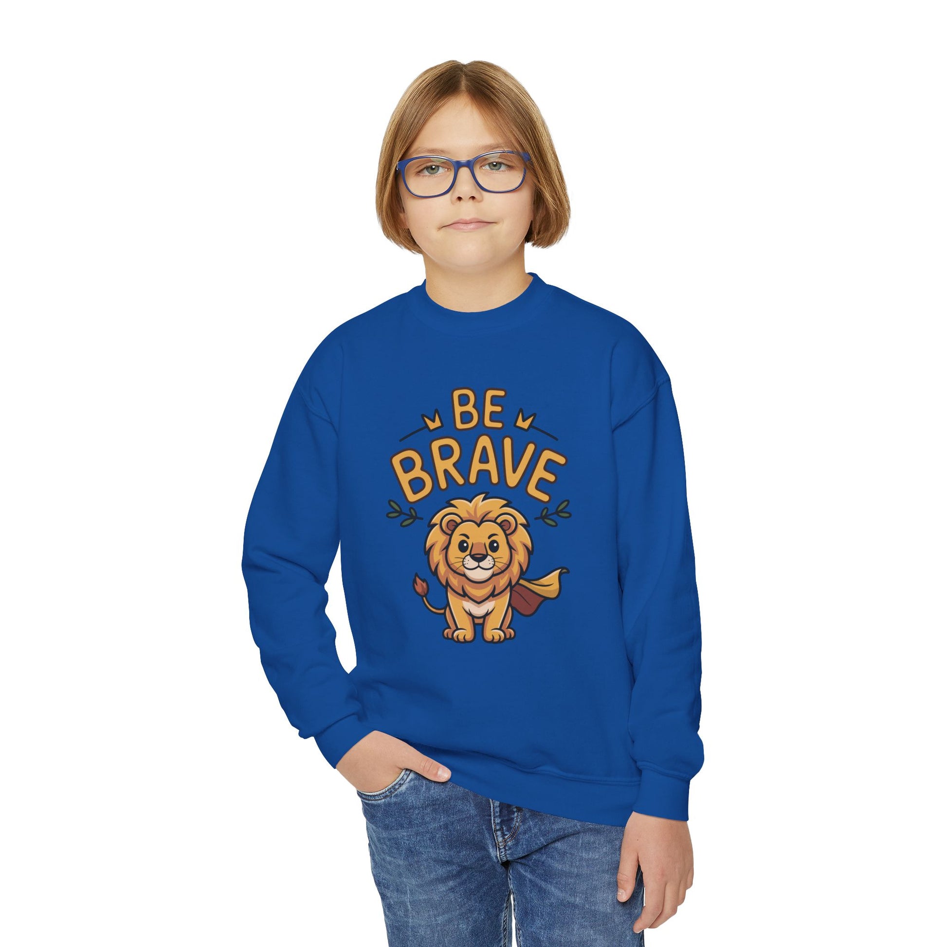 Be Brave Lion Youth Sweatshirt TEEZOCA