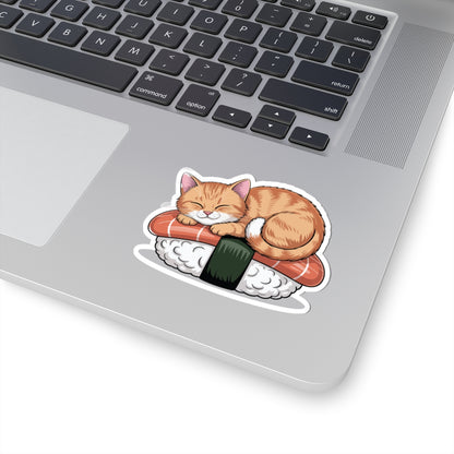 TEEZOCA kawaii sushi cat sticker orange cat resting on sushi