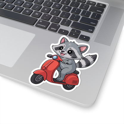 TEEZOCA raccoon scooter sticker cute cartoon animal