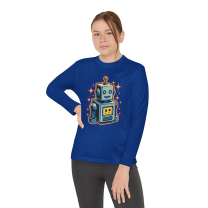 Kids Retro Robot Long Sleeve Tee — Cute Vintage Space Bot Graphic Shirt TEEZOCA