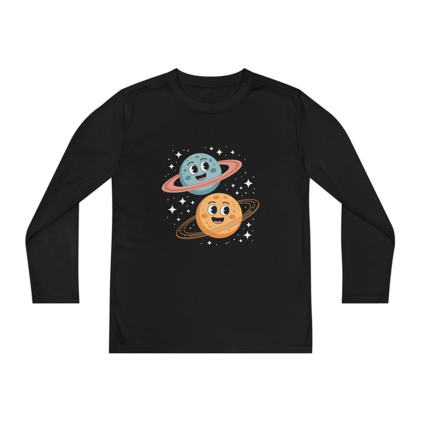 Kids Long Sleeve Tee — Cute Smiling Planets Space Shirt TEEZOCA