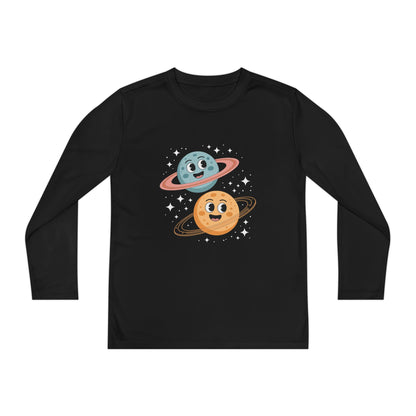 Kids Long Sleeve Tee — Cute Smiling Planets Space Shirt TEEZOCA
