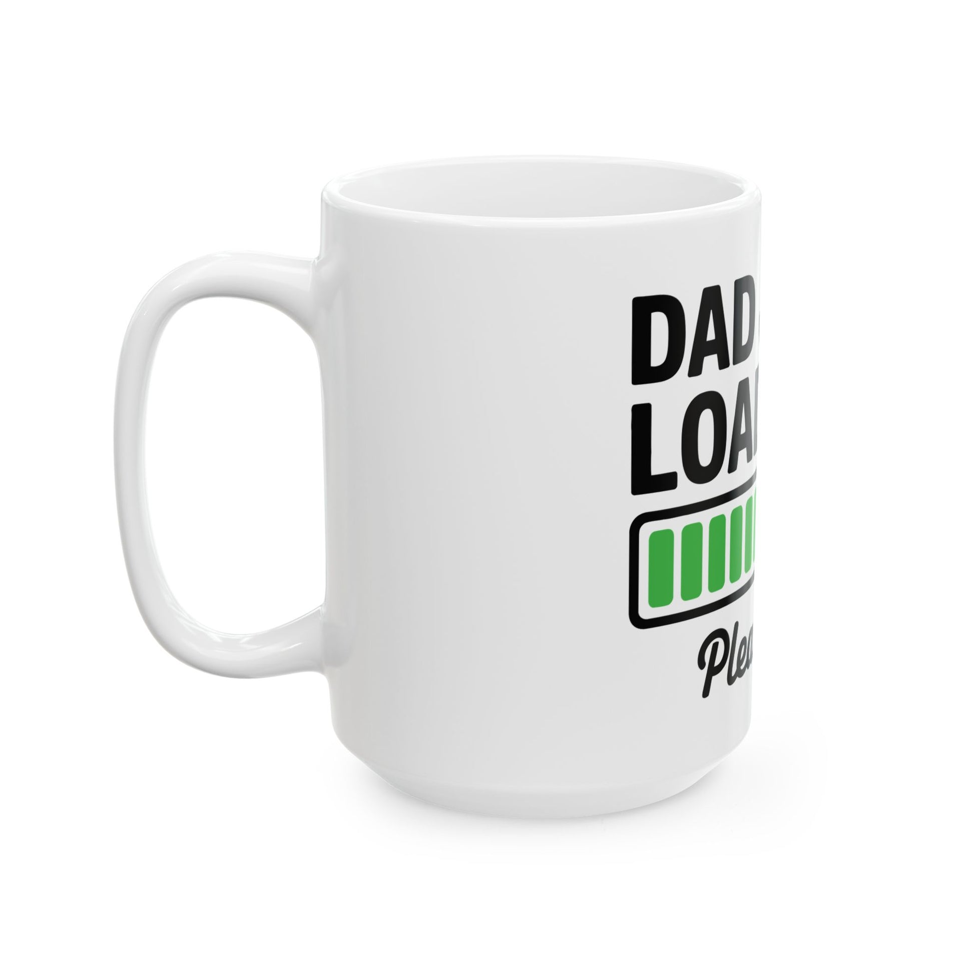 TEEZOCA statement mug showing the Dad Jokes Loading humor design