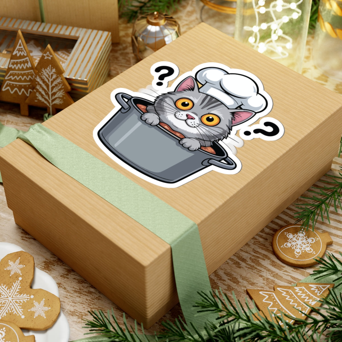 TEEZOCA cute cooking cat illustration sticker