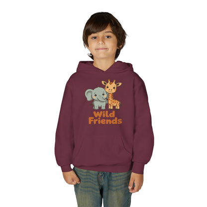 Wild Friends Kids Hoodie – Cute Elephant and Giraffe | TEEZOCA 