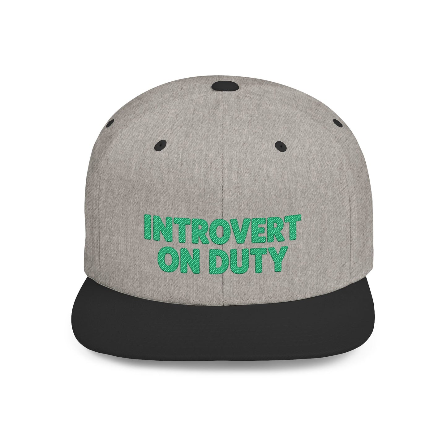 Gray cap with 'Introvert On Duty' text on a white background