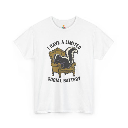 Skunk Social Battery Graphic T-Shirt - "I Have a Limited Social Battery" Funny Introvert Tee | TEEZOCA 