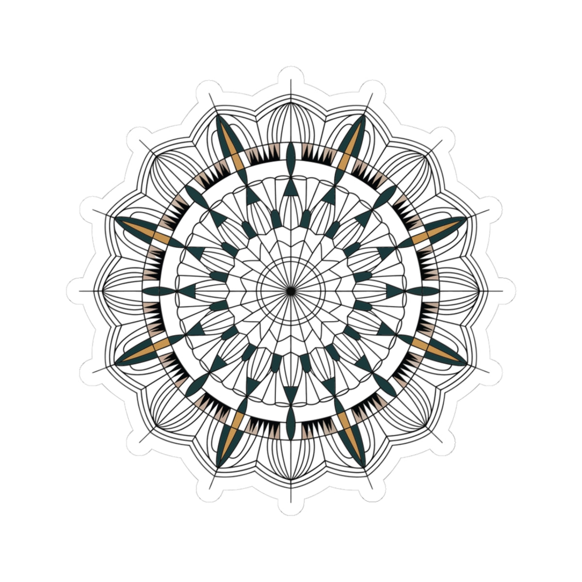 TEEZOCA geometric mandala sticker symmetrical circular line art design