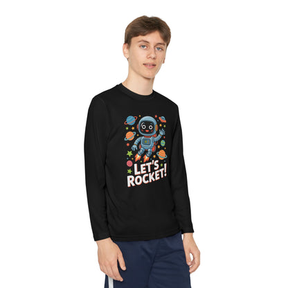 Kids Long Sleeve Tee - 'Let's Rocket!' Space Astronaut Graphic TEEZOCA