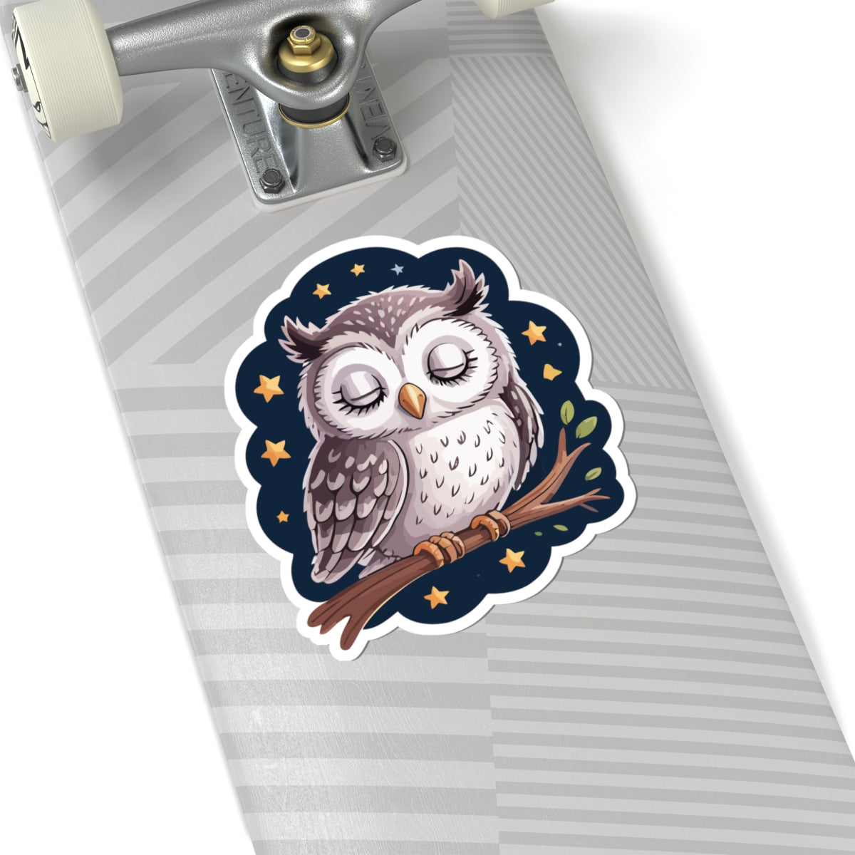 TEEZOCA cute sleeping owl sticker with peaceful owl on branch under starry night sky