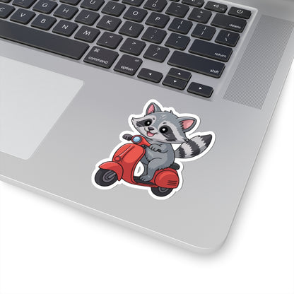 TEEZOCA cute raccoon riding scooter sticker