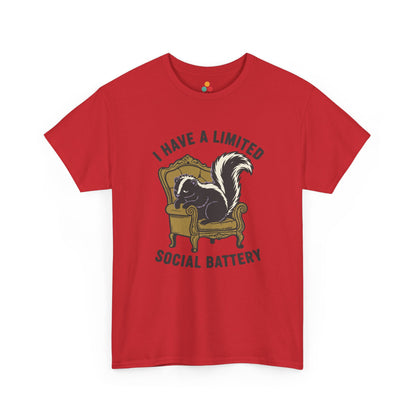 Skunk Social Battery Graphic T-Shirt - "I Have a Limited Social Battery" Funny Introvert Tee | TEEZOCA 