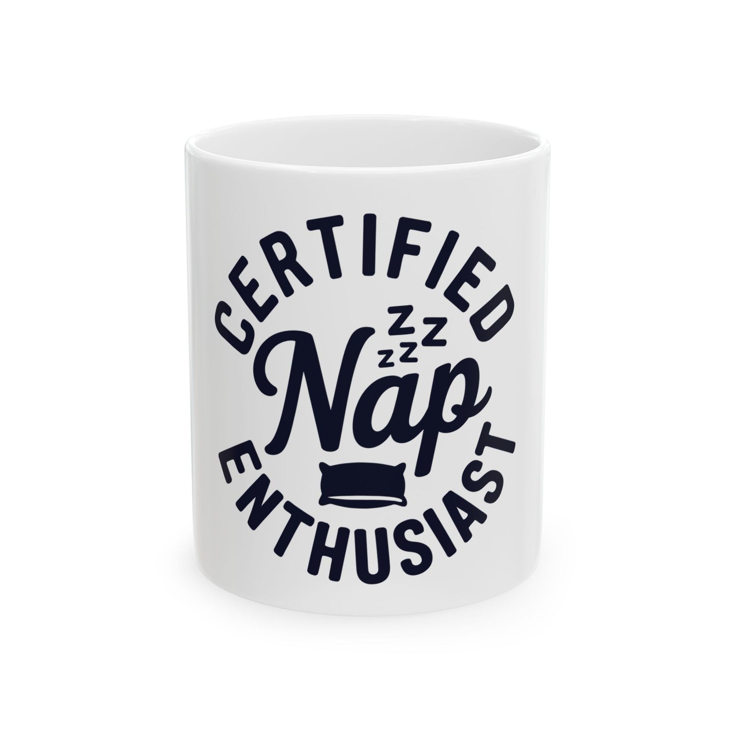 TEEZOCA ceramic mug with Certified Nap Enthusiast sleep lover design