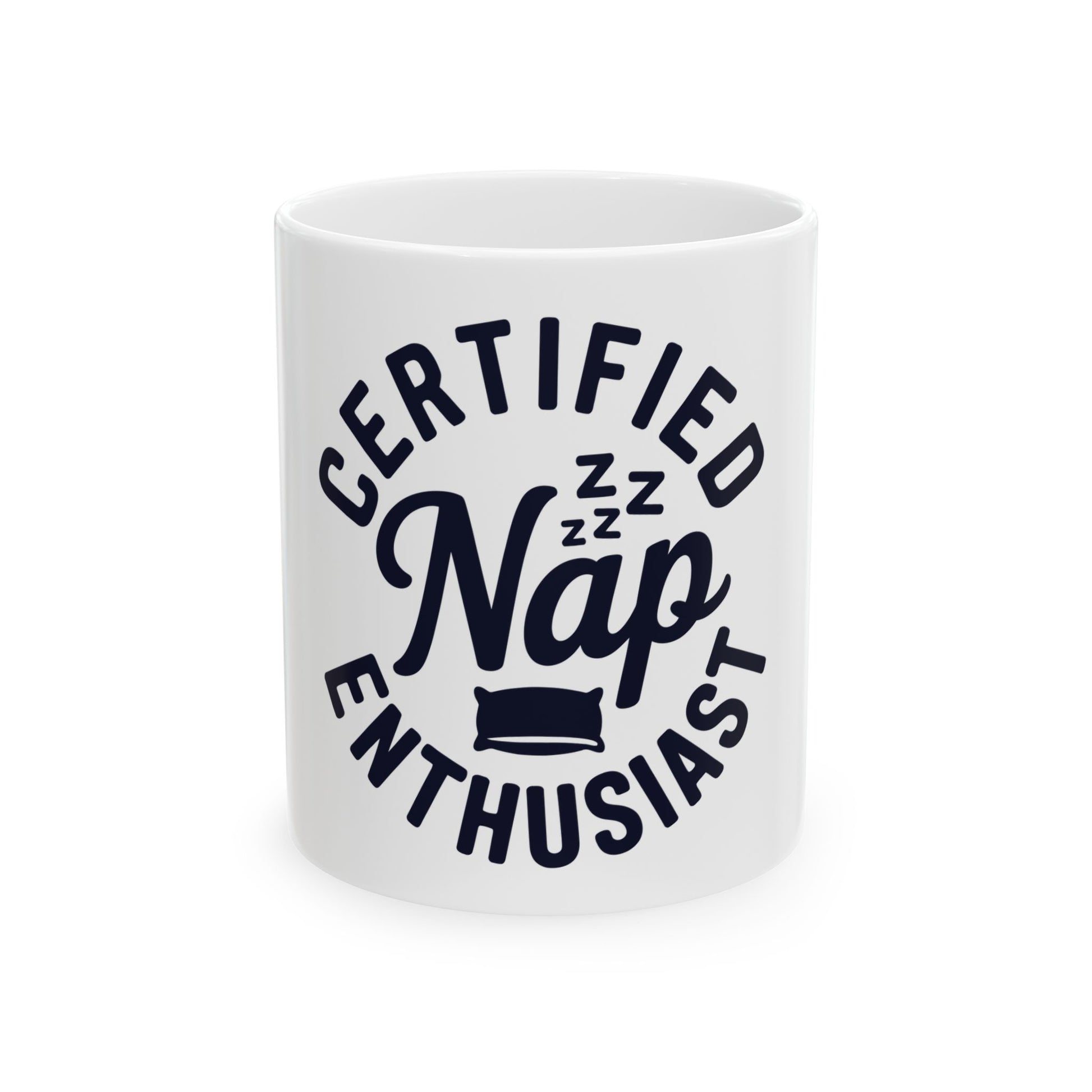 TEEZOCA ceramic mug with Certified Nap Enthusiast sleep lover design