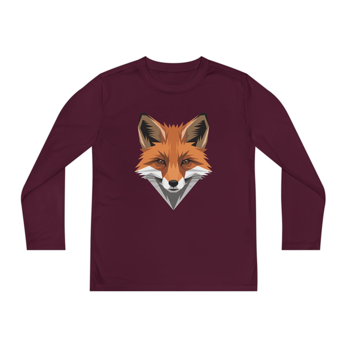 Youth Long Sleeve Tee — Geometric Fox Head Graphic TEEZOCA