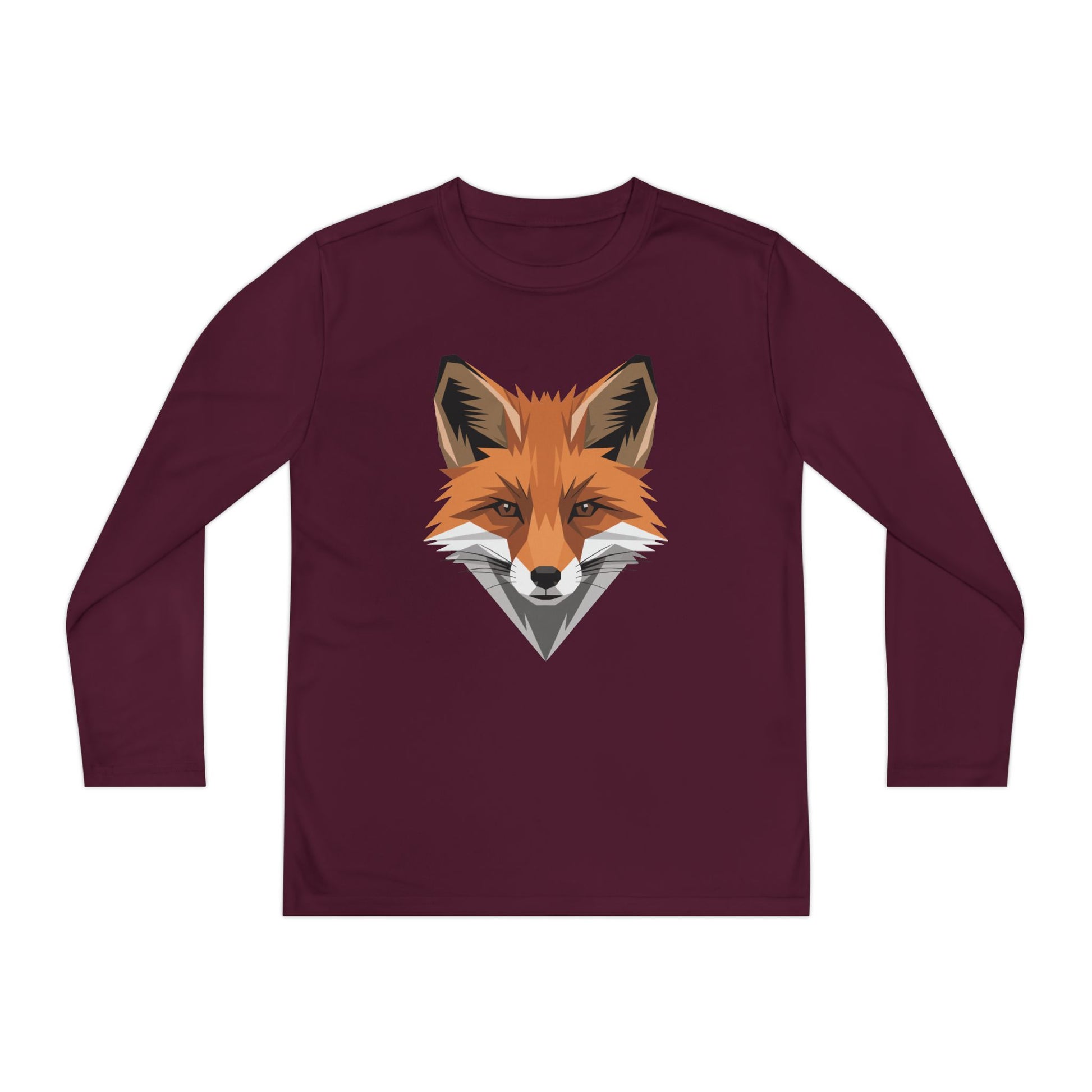 Youth Long Sleeve Tee — Geometric Fox Head Graphic TEEZOCA