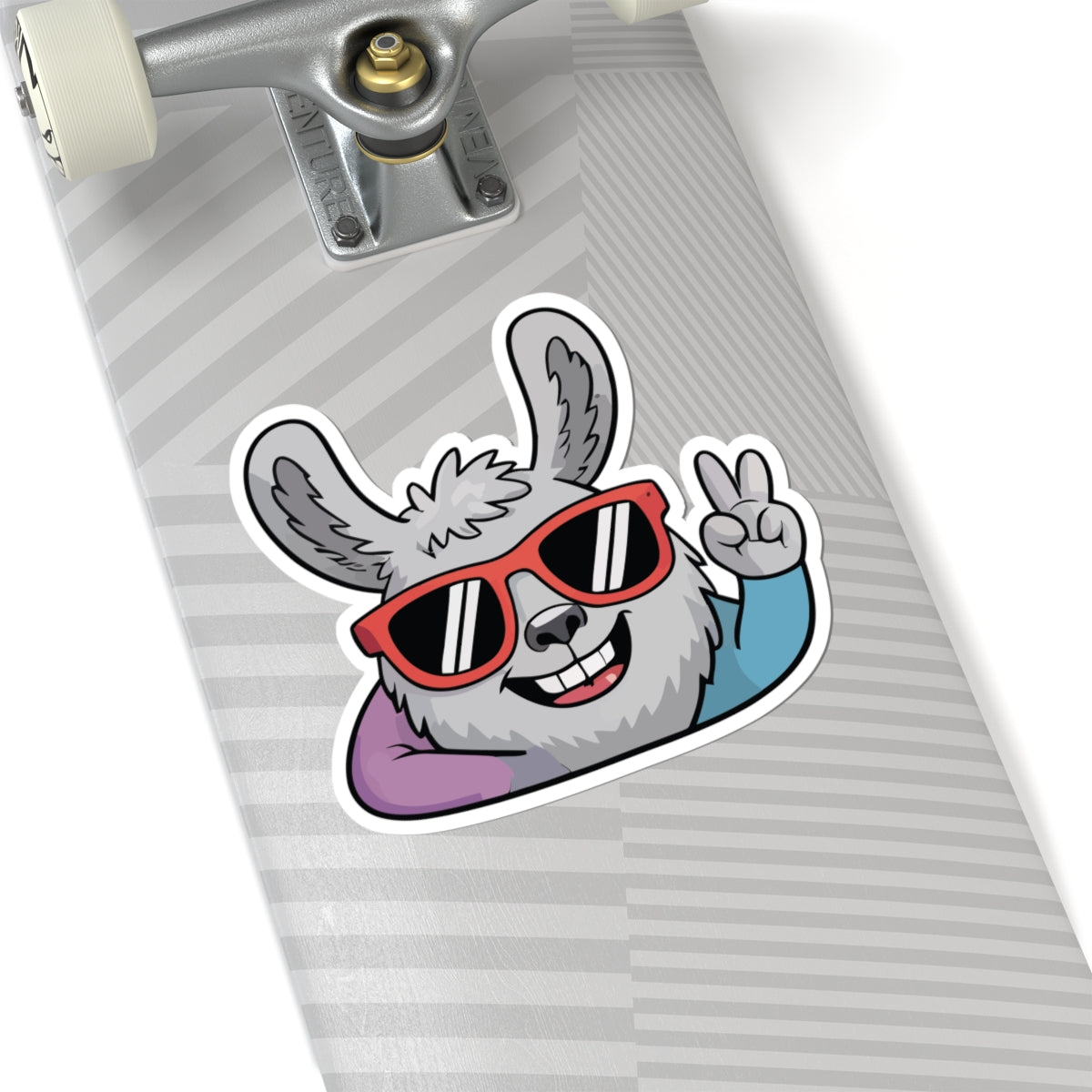 TEEZOCA cool llama sticker with sunglasses and peace sign cartoon design