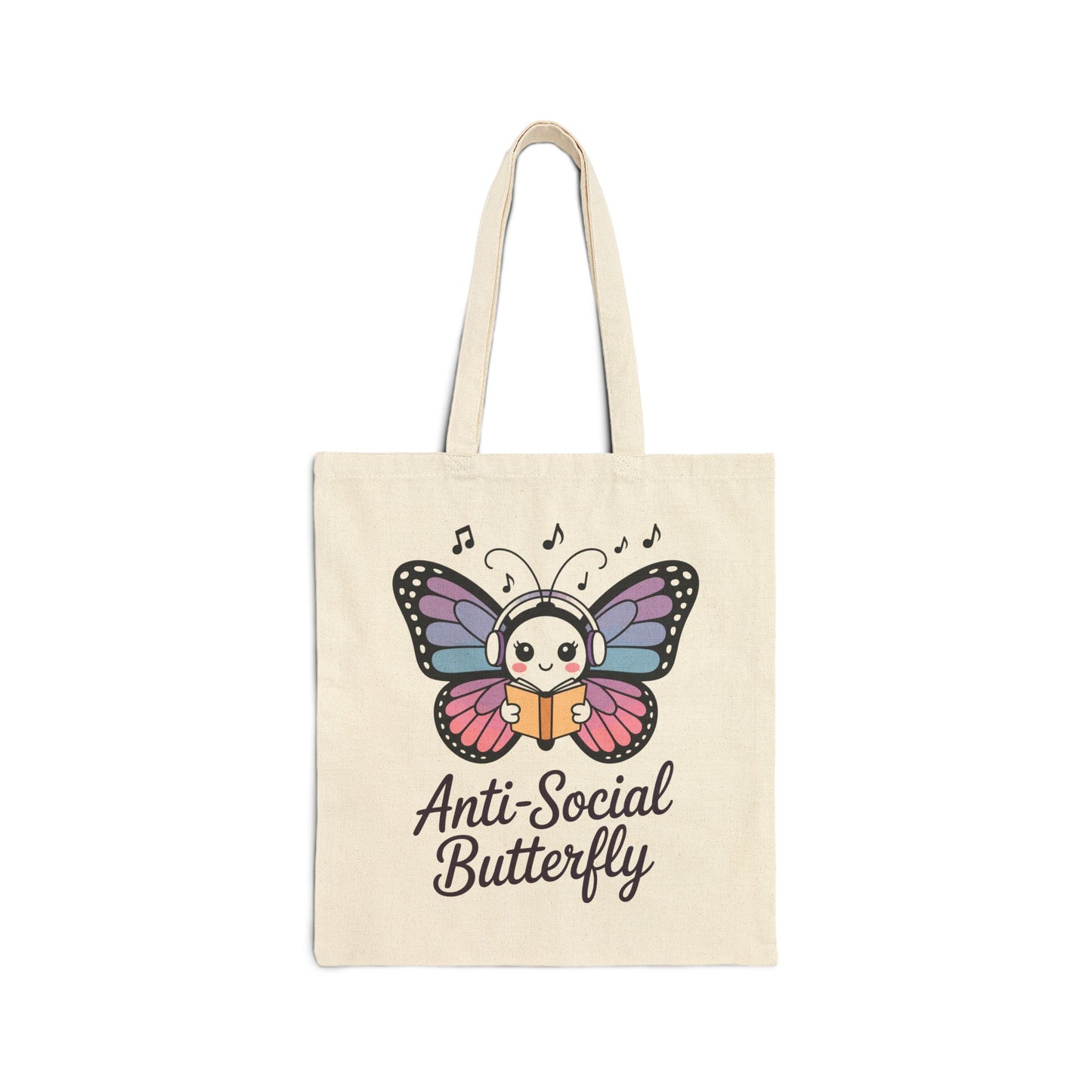 TEEZOCA tote bag with Anti-Social Butterfly text and cute butterfly illustration