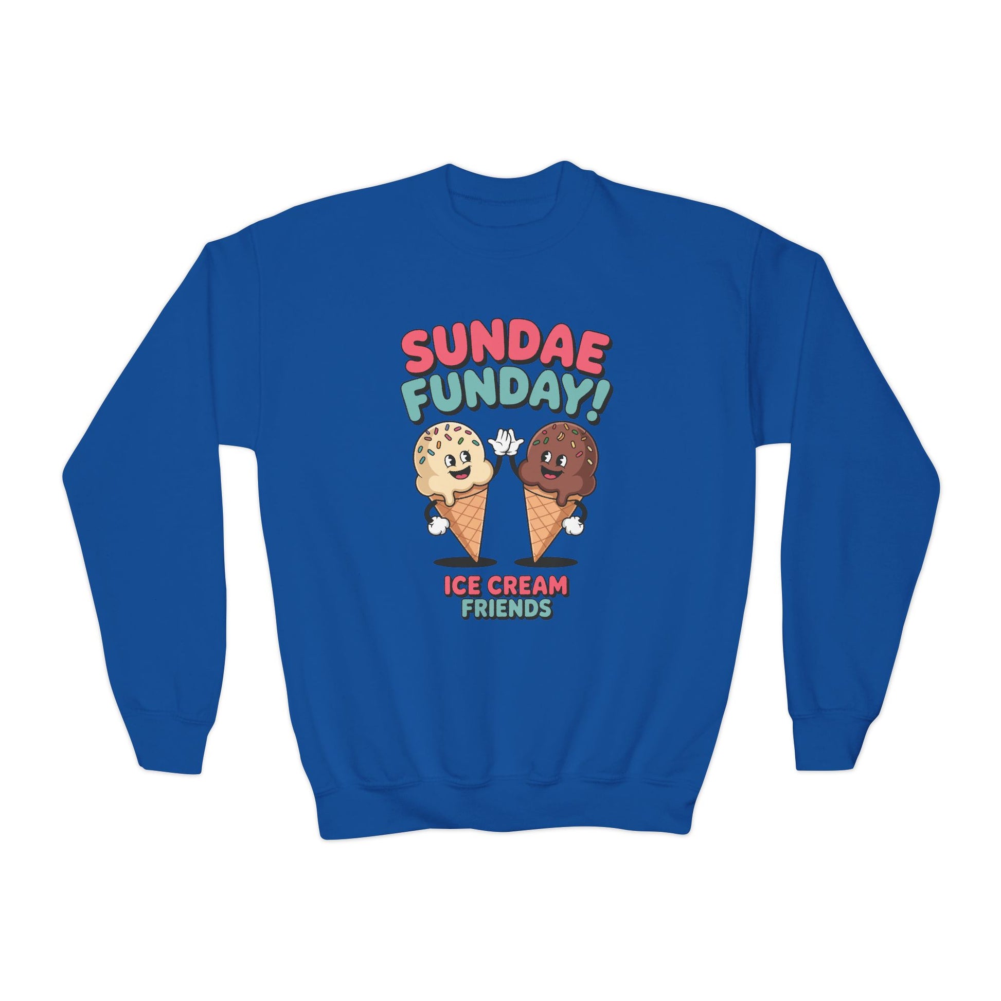 Sundae Funday Ice Cream Friends Kids Crewneck Sweatshirt | TEEZOCA 