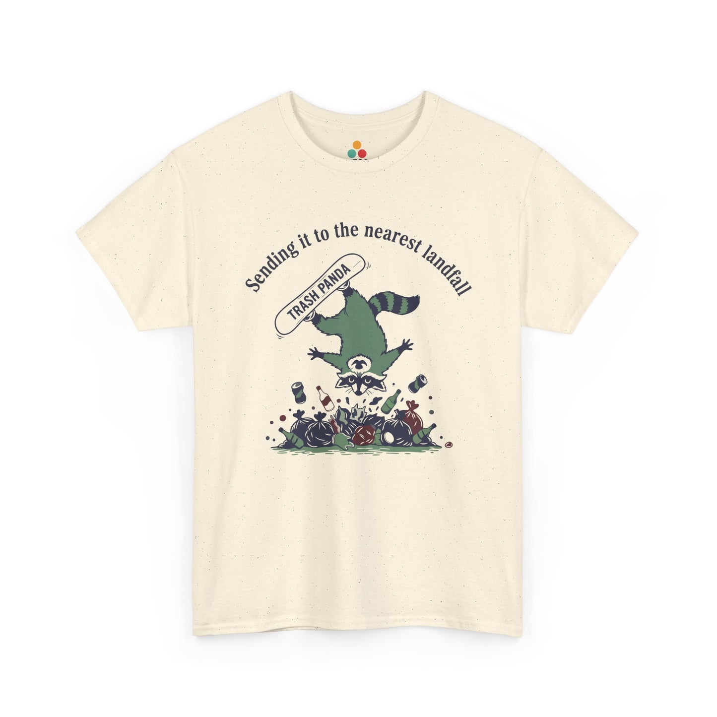 Trash Panda Snowboarding Graphic T-Shirt - "Sending it to the Nearest Landfill" Funny Raccoon Tee | TEEZOCA 
