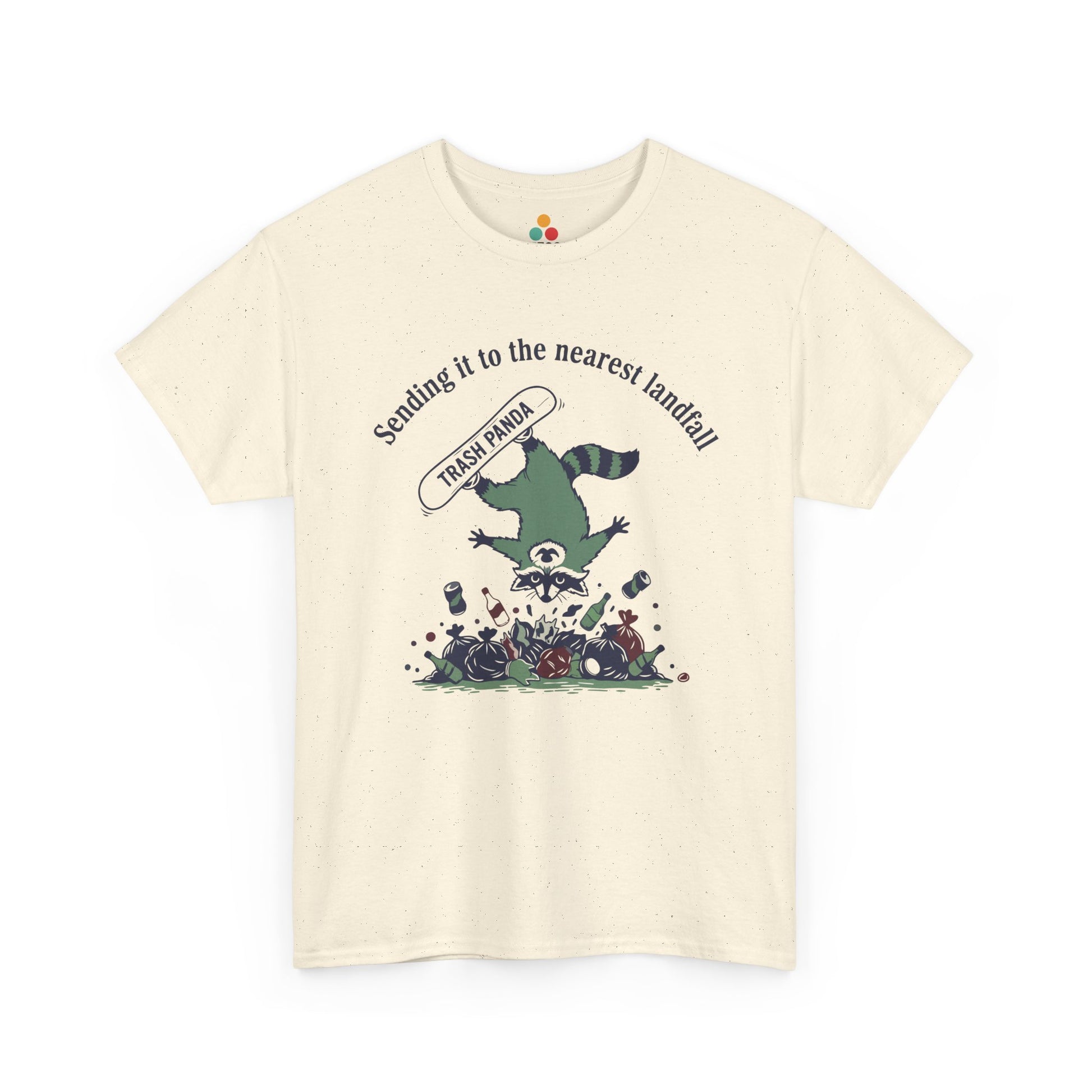 Trash Panda Snowboarding Graphic T-Shirt - "Sending it to the Nearest Landfill" Funny Raccoon Tee | TEEZOCA 