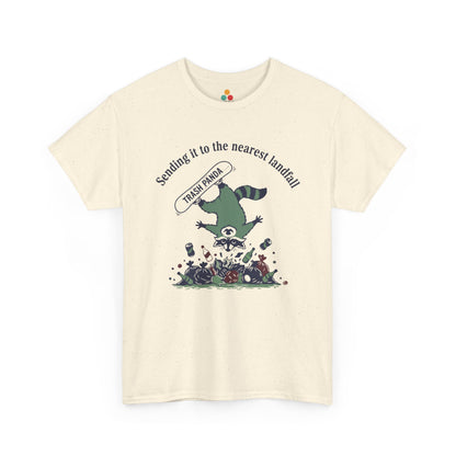 Trash Panda Snowboarding Graphic T-Shirt - "Sending it to the Nearest Landfill" Funny Raccoon Tee | TEEZOCA 
