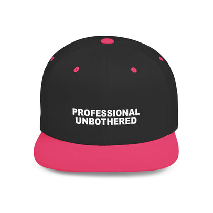 Black and pink cap with 'PROFESSIONAL UNBOtherED' text on a white background