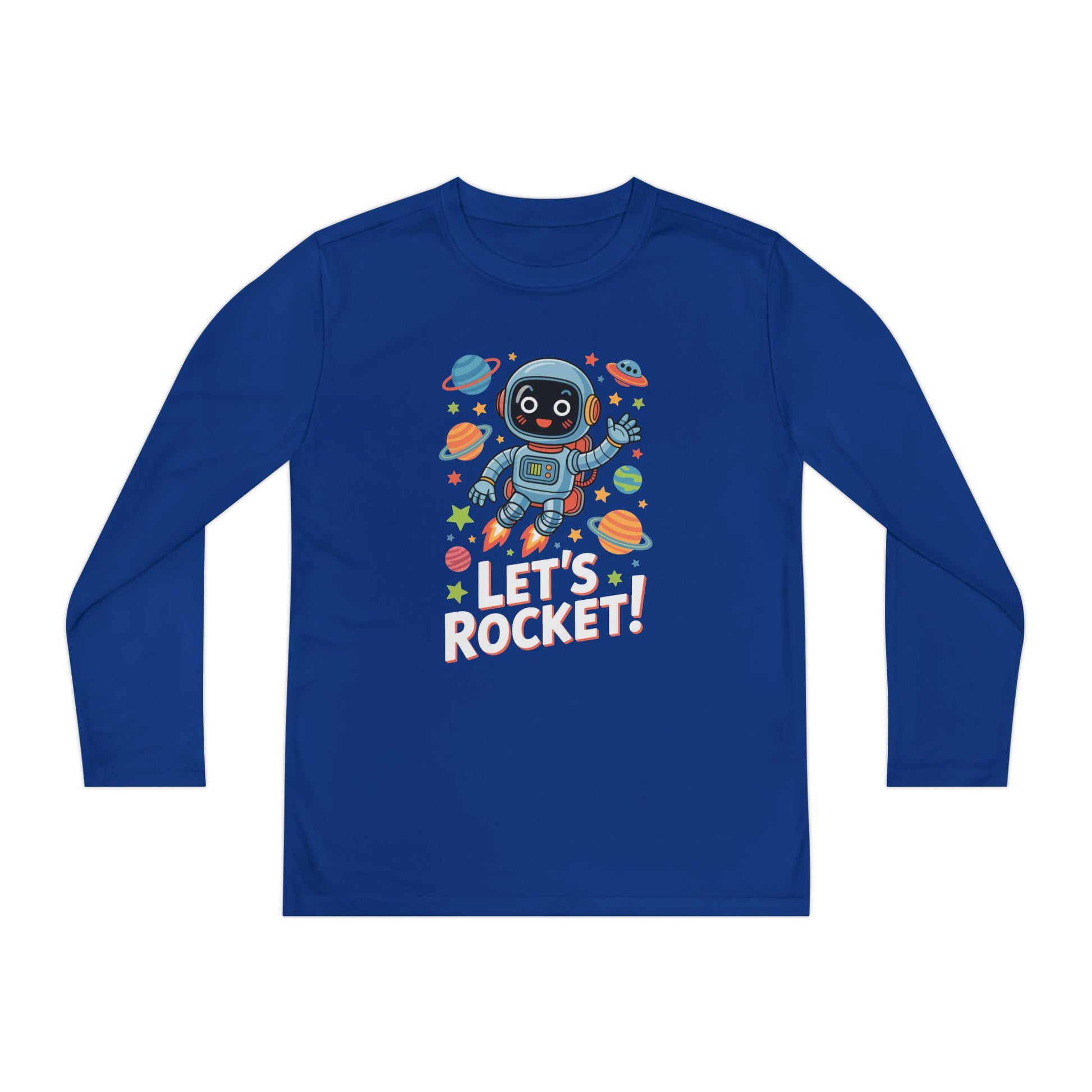 Kids Long Sleeve Tee - 'Let's Rocket!' Space Astronaut Graphic TEEZOCA