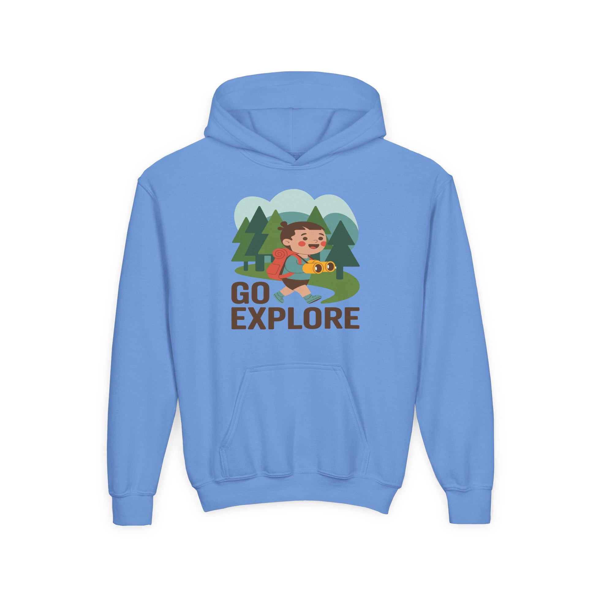 Youth Hoodie – "Go Explore" Camping Adventure Kid Sweatshirt TEEZOCA
