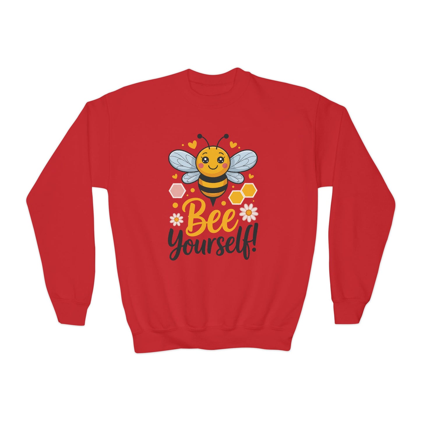 Youth Bee Yourself Sweatshirt — Cute Kids Crewneck with Bee Graphic TEEZOCA