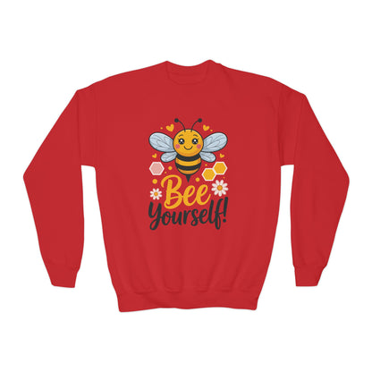 Youth Bee Yourself Sweatshirt — Cute Kids Crewneck with Bee Graphic TEEZOCA
