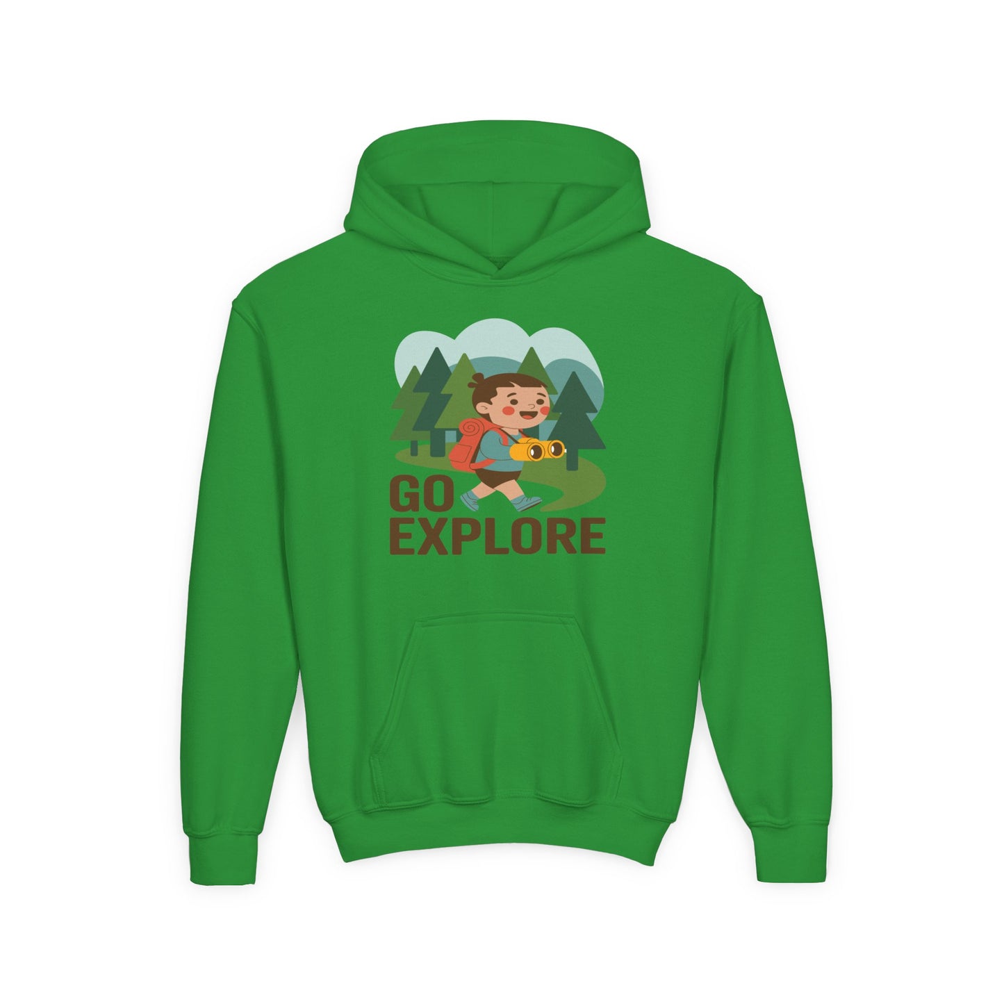 Youth Hoodie – "Go Explore" Camping Adventure Kid Sweatshirt TEEZOCA